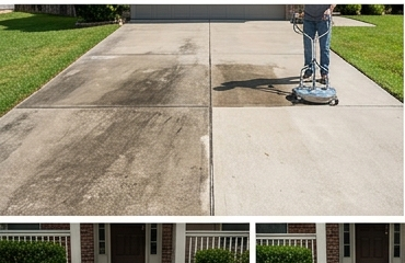 Driveway cleaning before and after pressure washing result