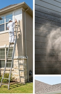 Exterior painter working on a home