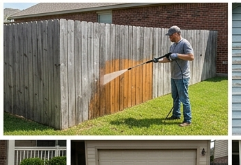 Fence cleaning with a pressure washer